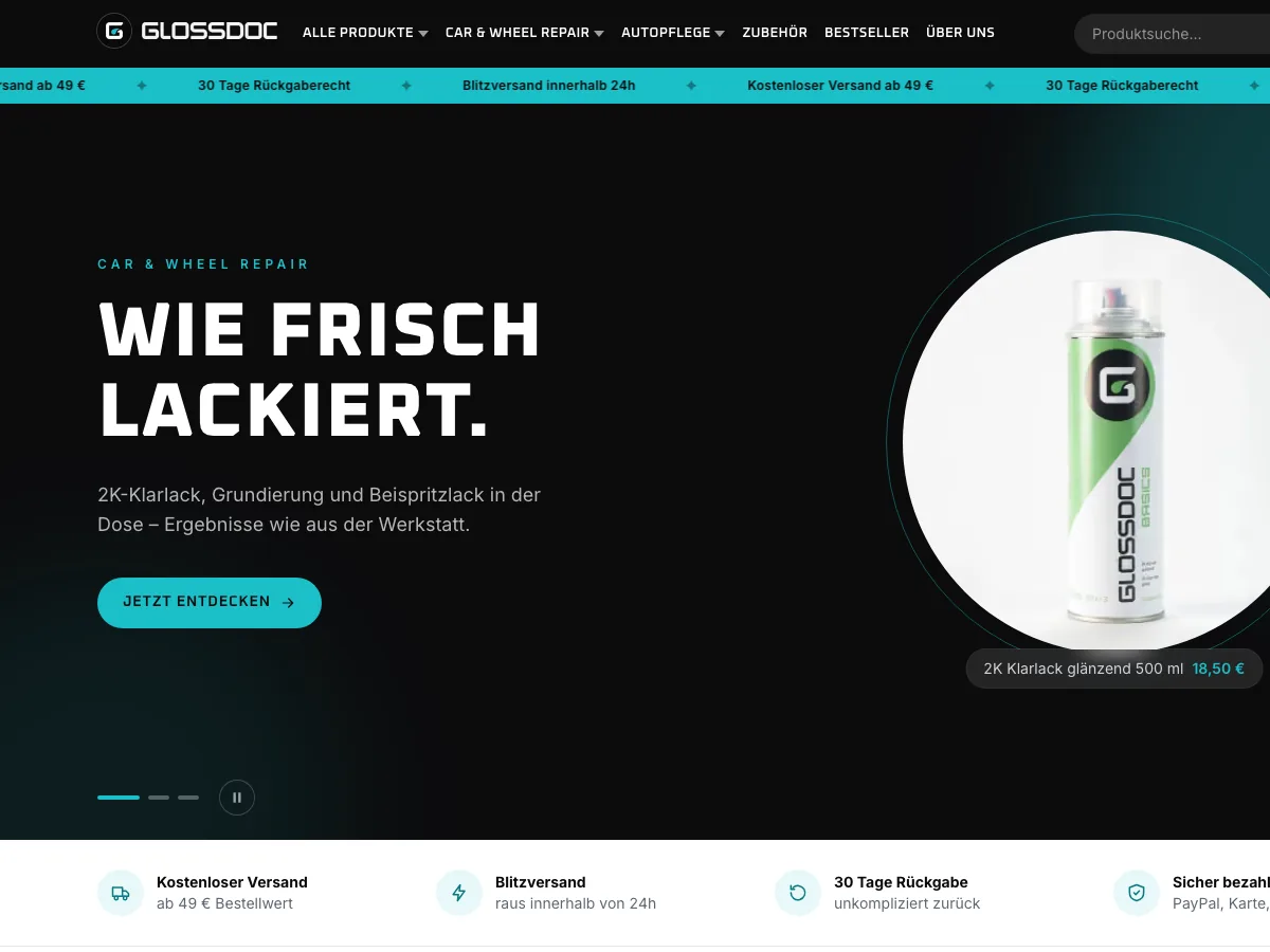 Glossdoc 汽车养护网店首页