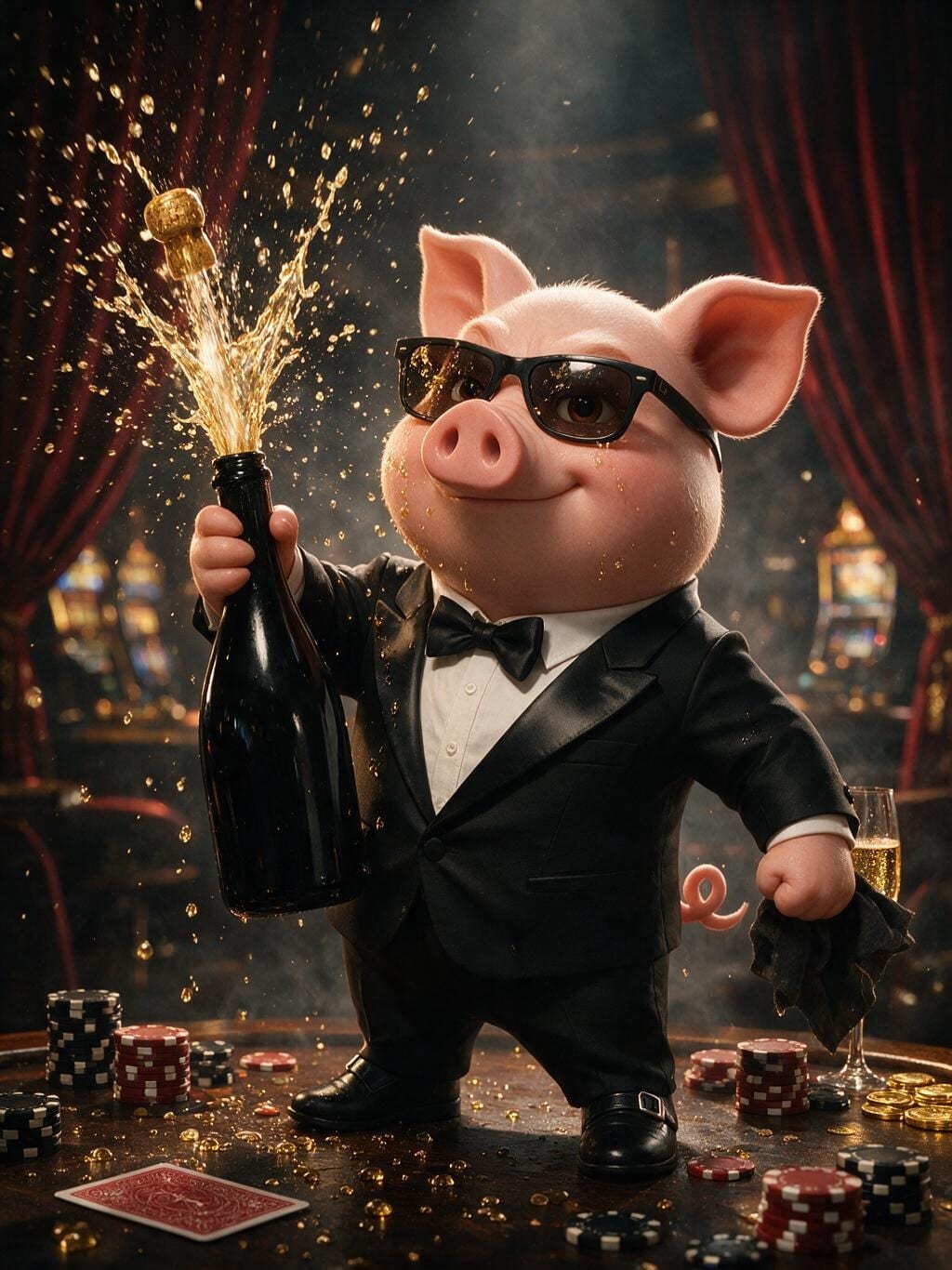 Champagne Shower Pig
