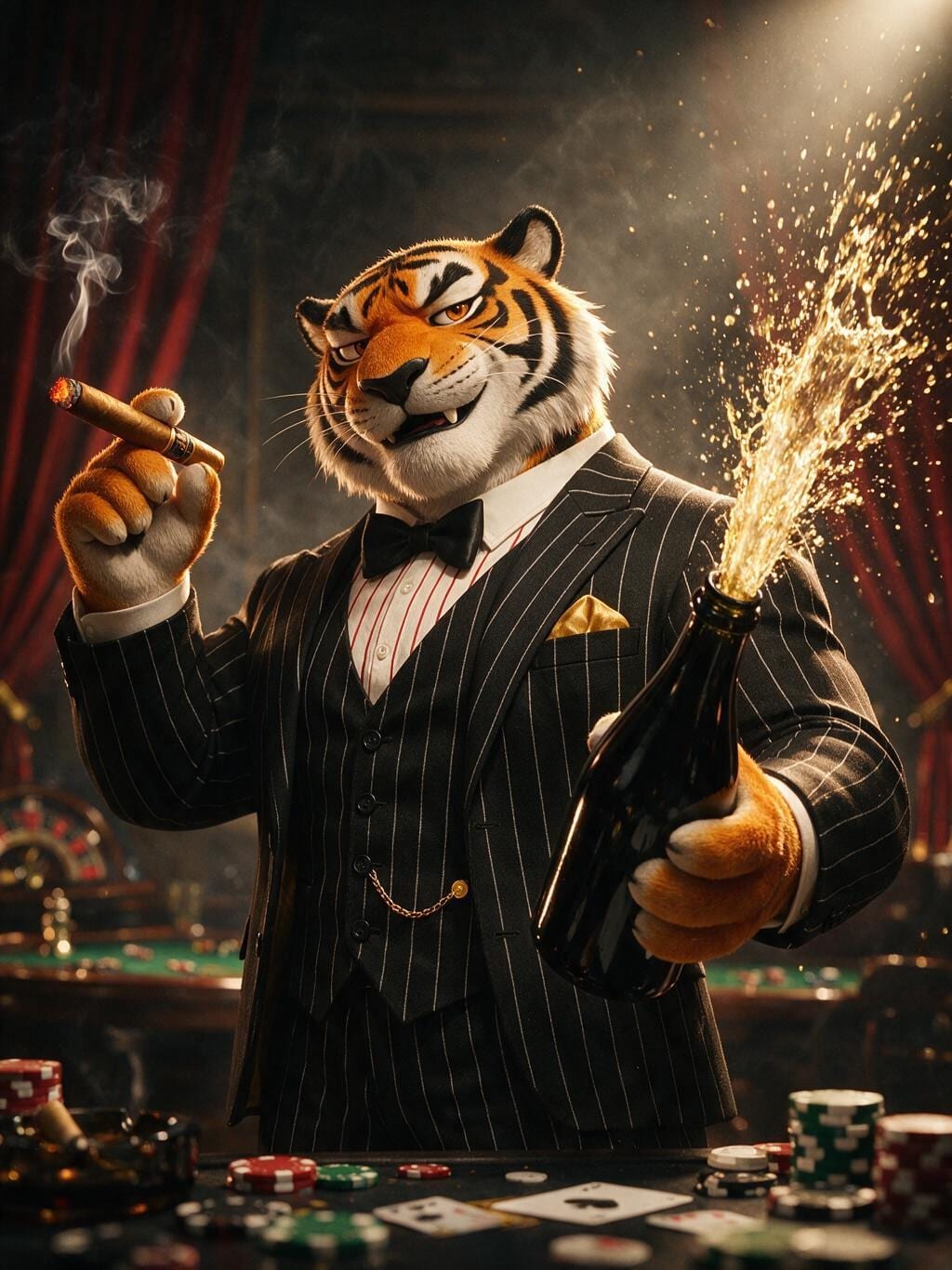 Champagne Shower Tiger