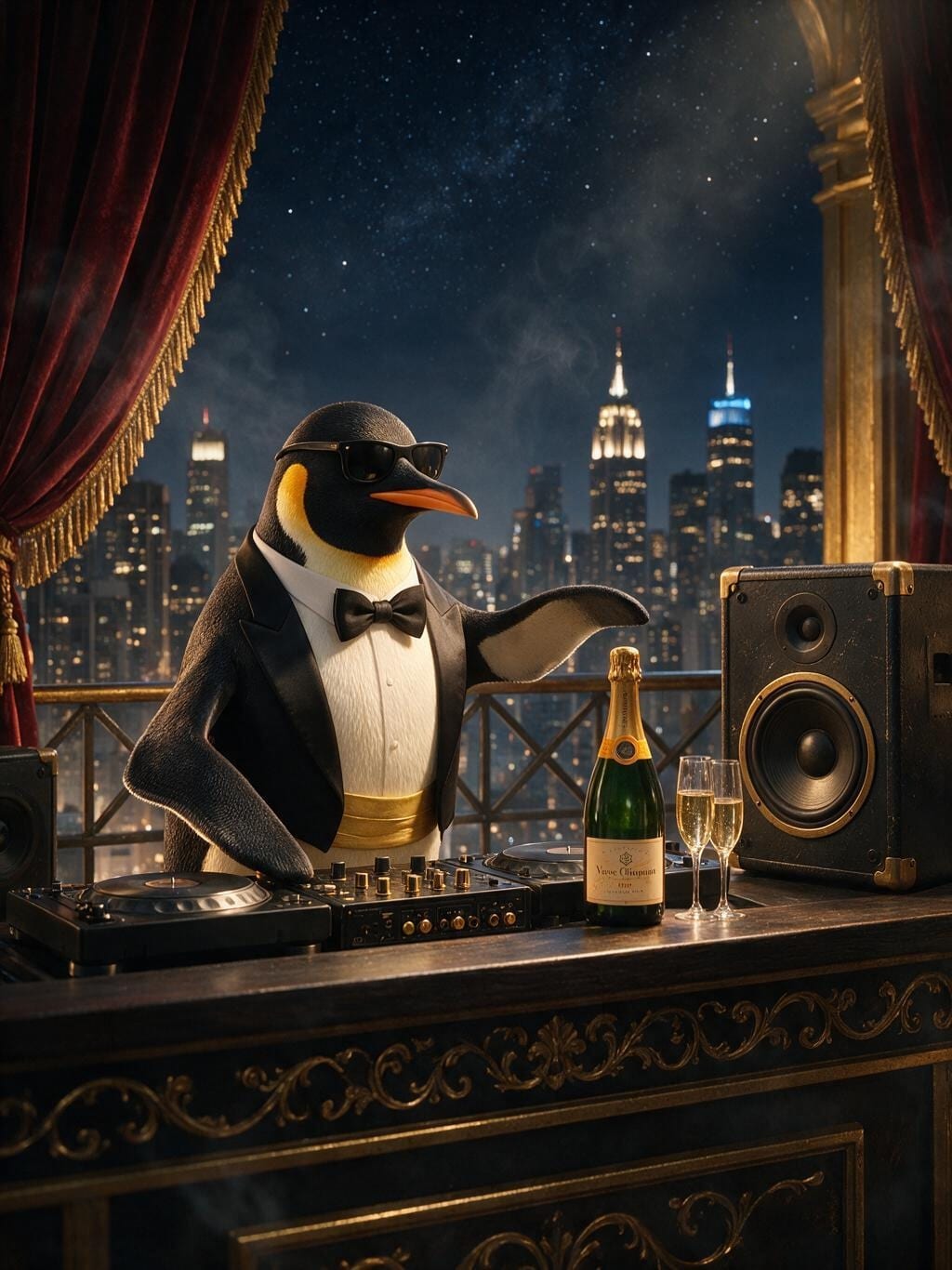 Rooftop DJ Penguin · Canvas