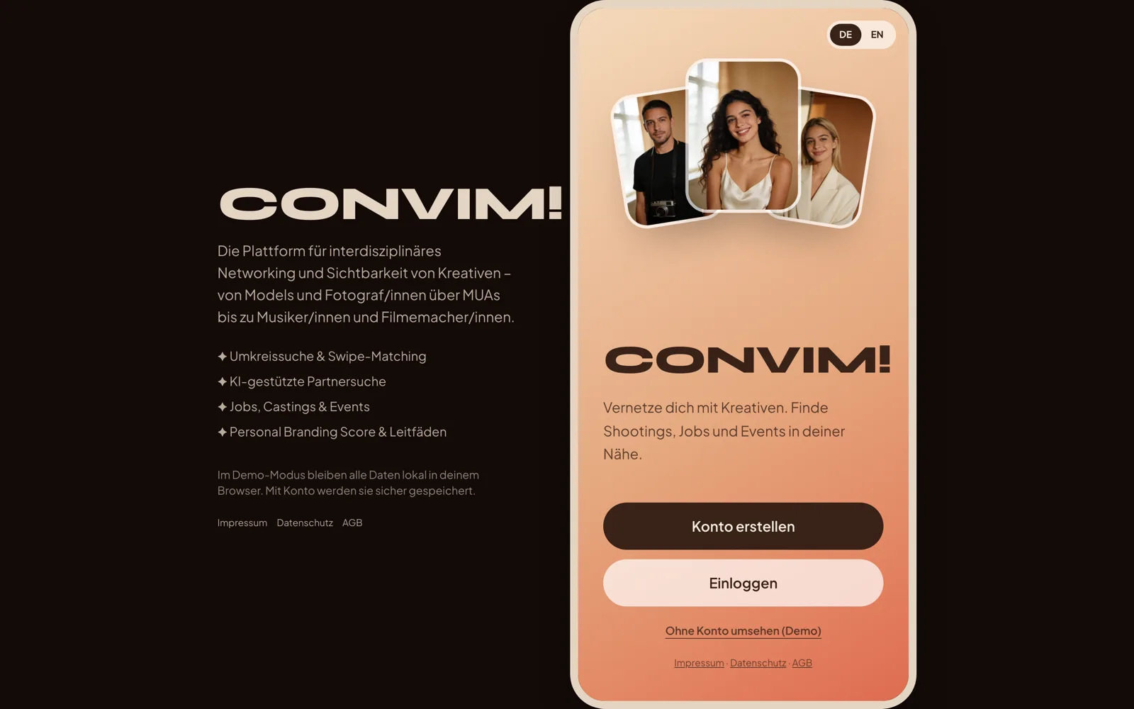 convimi.com — Startseite am Schreibtisch
