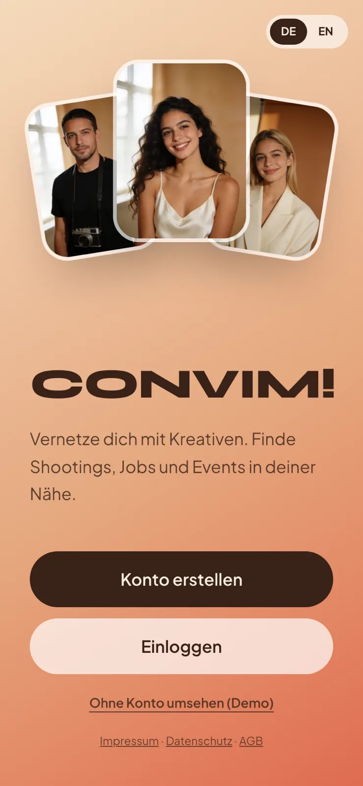convimi.com — Startseite am Telefon