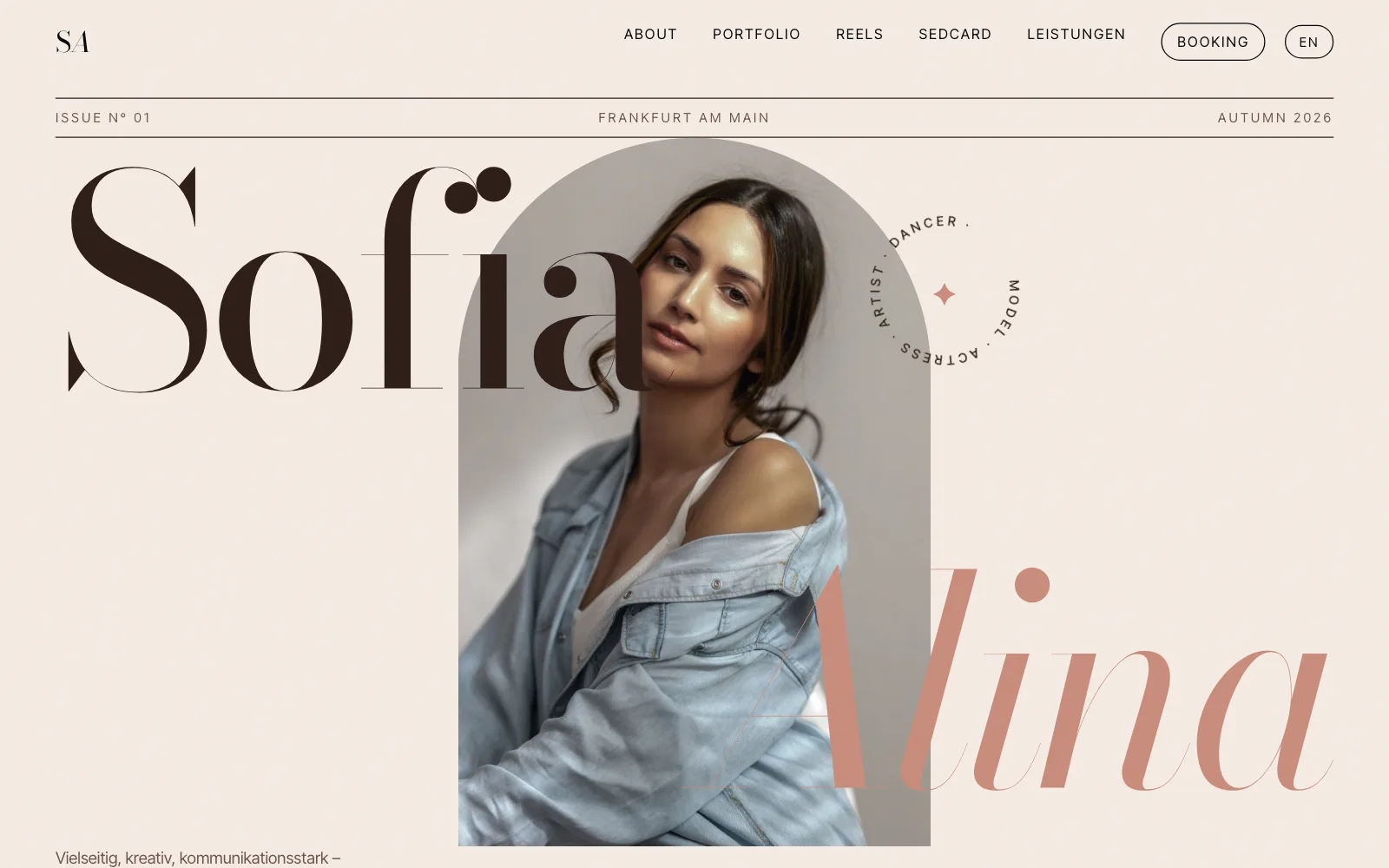 sofiaalina.com — home page on a desktop