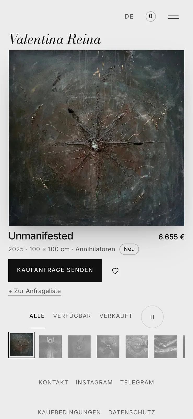 valentina-reina.com — Startseite am Telefon
