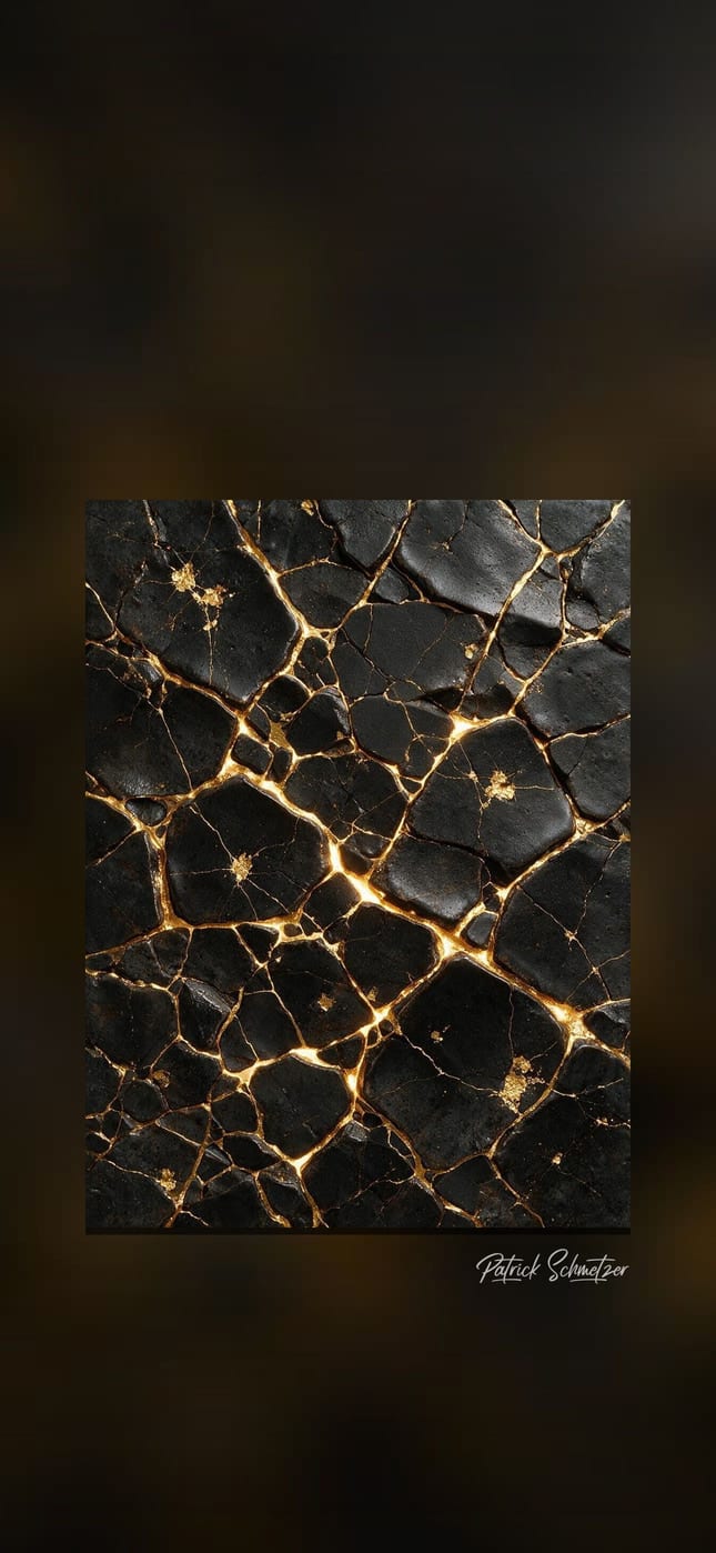 Schwarze Keramik mit goldenen Rissen