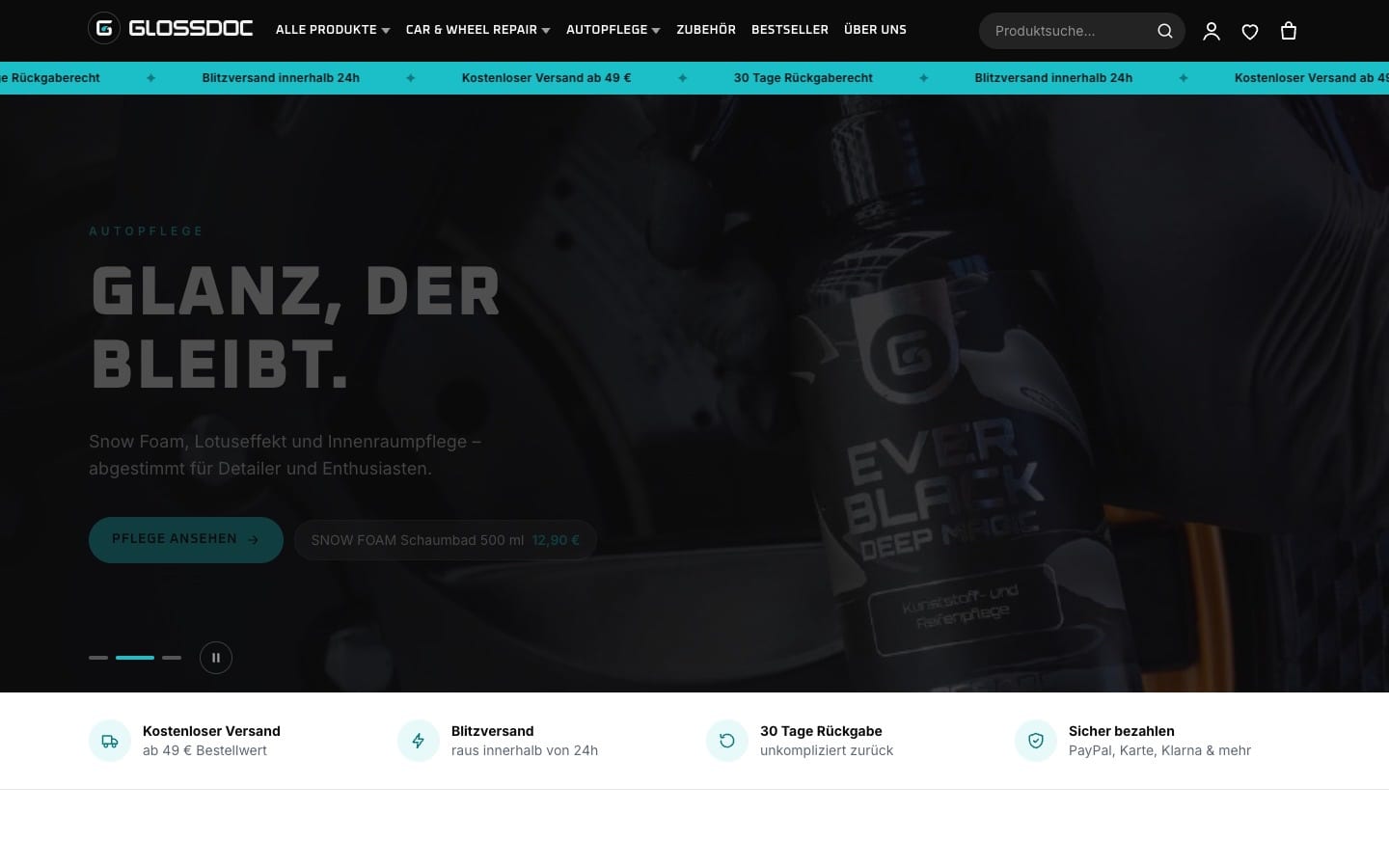 glossdoc.com — Startseite am Schreibtisch