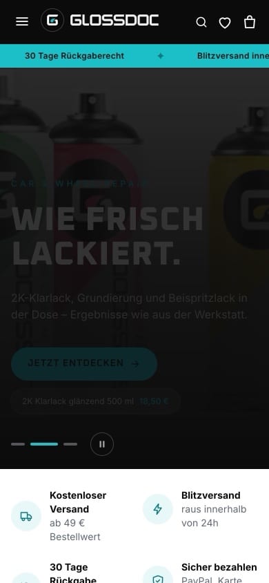 glossdoc.com — Startseite am Telefon