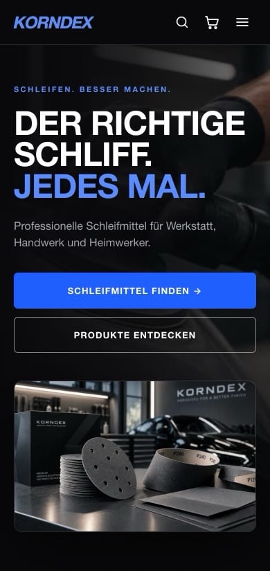 korndex.de — Startseite am Telefon