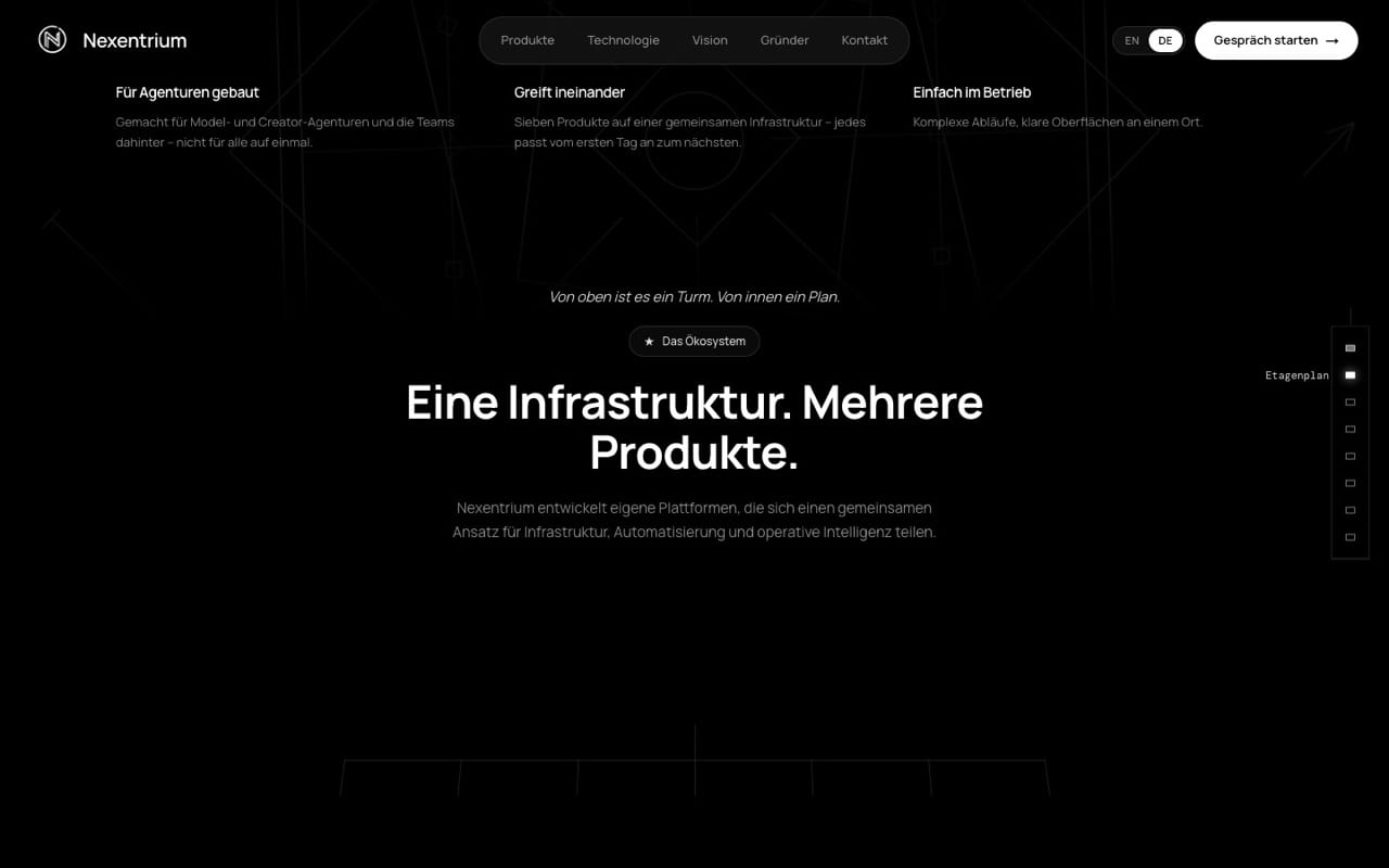 nexentriumtech.com — Der Turm als Plan